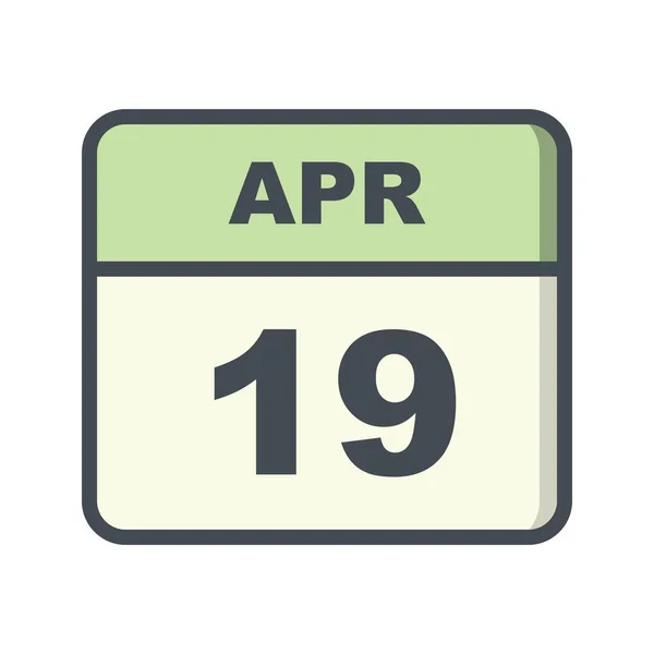 19 april datum på en enda dag kalender — Stockfoto
