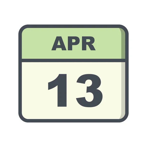 Április 13. dátum egy egynapos naptárban — Stock Fotó