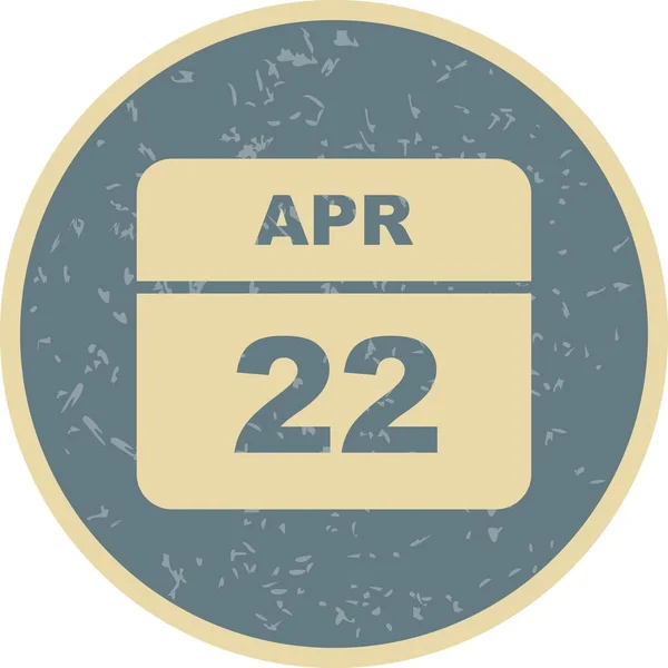 April 22nd Date on a Single Day Calendar — Stock Photo, Image