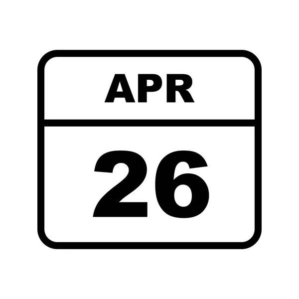 26 de abril Fecha en un calendario de un solo día — Foto de Stock