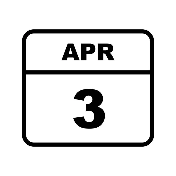 单日日历上的 4 月 3 日日期 — 图库照片
