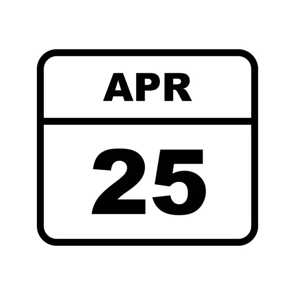 25 de abril Data em um calendário único dia — Fotografia de Stock