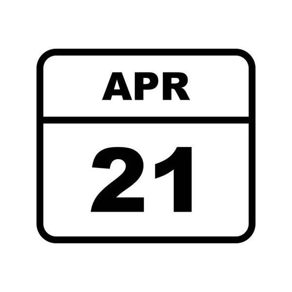 21 de abril Fecha en un calendario de un solo día — Foto de Stock