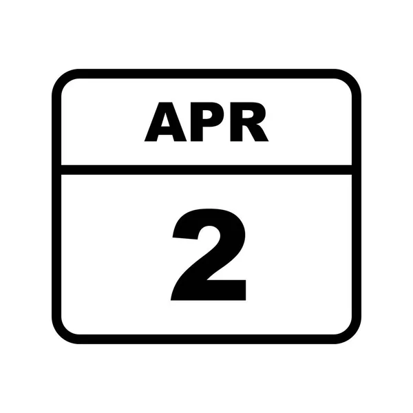 2 april datum op één dag kalender — Stockfoto