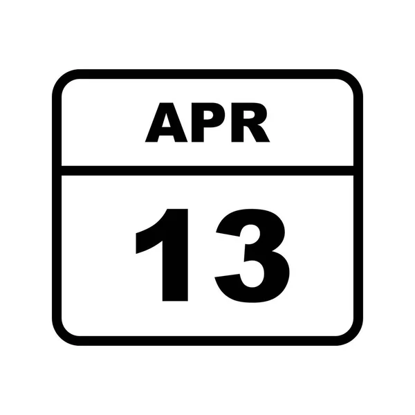 13 avril Date sur un calendrier d'un seul jour — Photo
