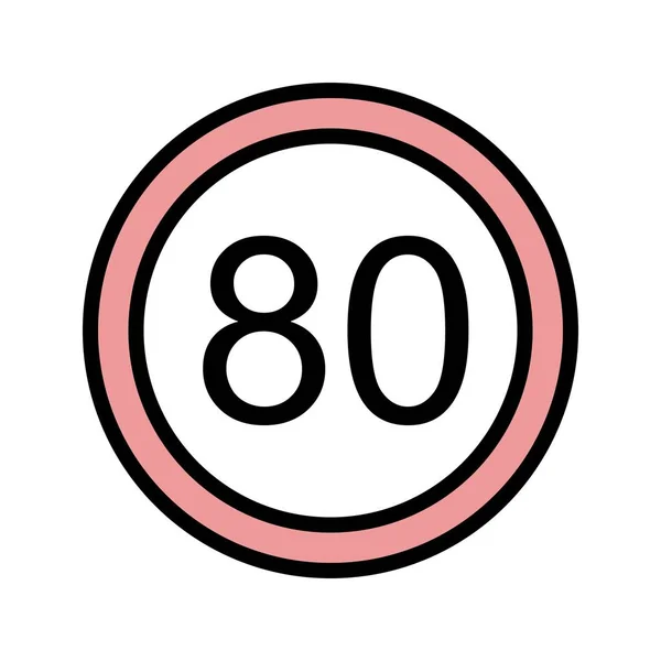 Ilustração Limite de velocidade 80 Ícone — Fotografia de Stock