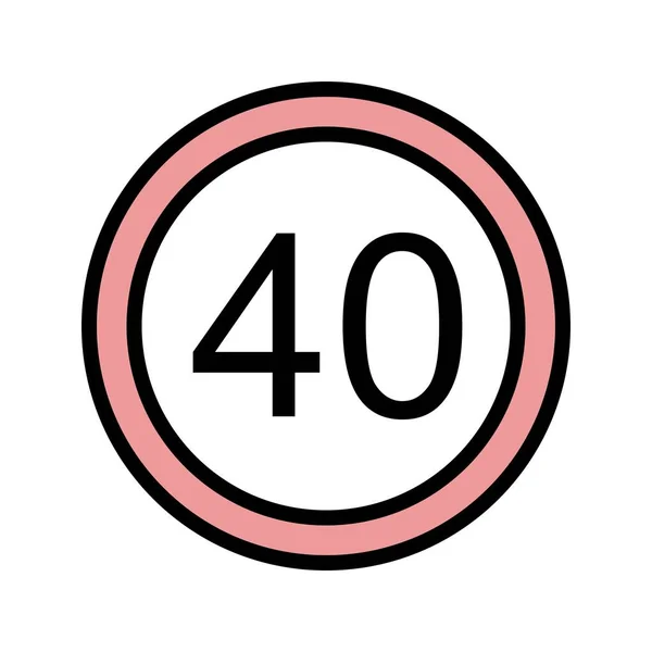 Ilustracja ograniczenie prędkości 40 ikona — Zdjęcie stockowe