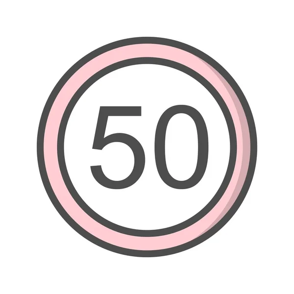 Ilustración Límite de velocidad 50 Icon — Foto de Stock