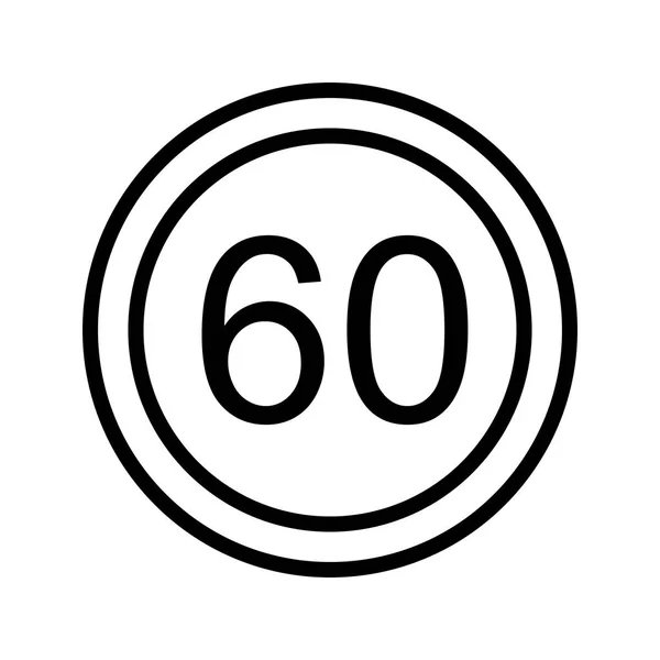 Ilustración Límite de velocidad 60 Icono —  Fotos de Stock