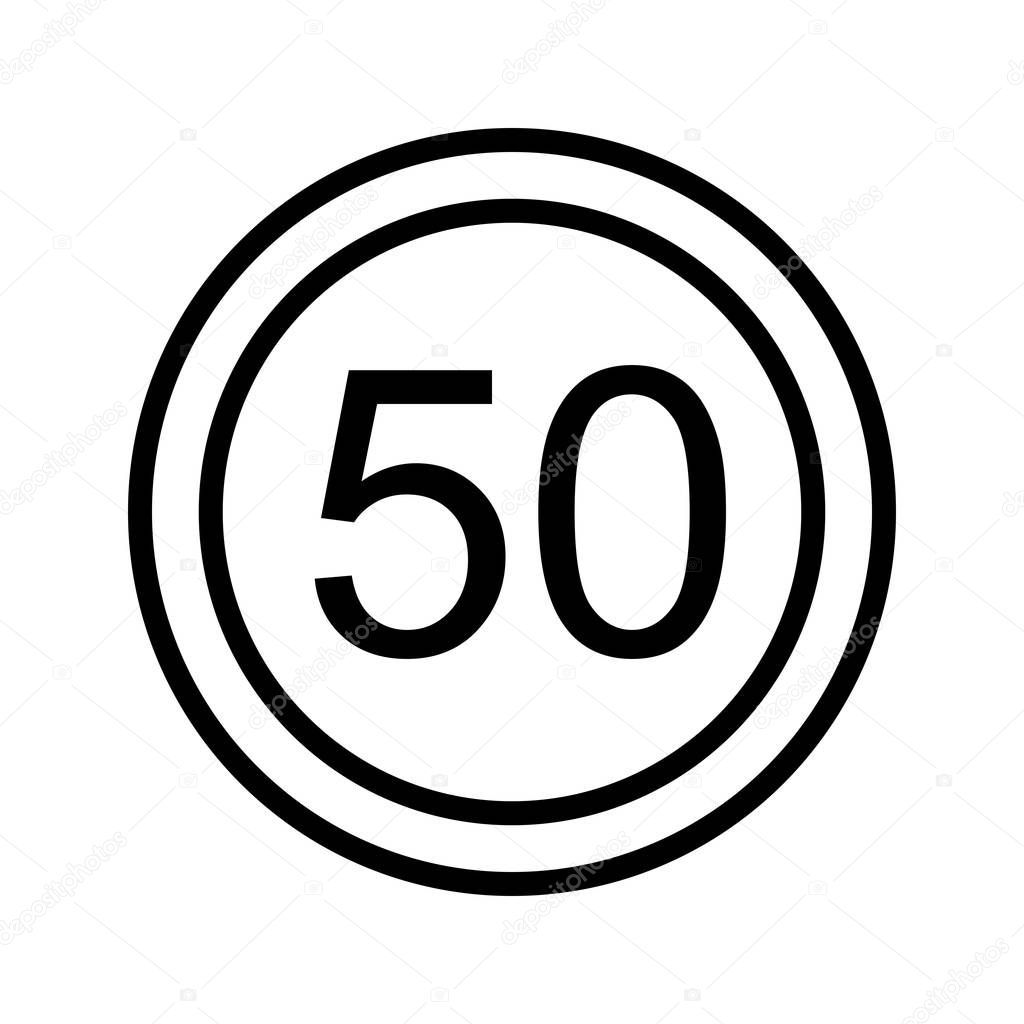 Illustration  Speed limit 50 Icon