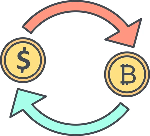 Illustrazione Scambio Bitcoin con icona Dollaro — Foto Stock
