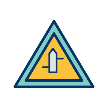 Resimli Küçük Kavşak Yolları Sağdan Sola Yol İşareti Simgesi