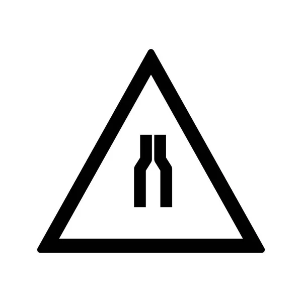 Illusztráció Road szűkíti mindkét oldalon közúti aláírása ikon — Stock Fotó