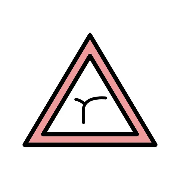 Ilustrace křižovatka ohybu před symbolem silničního znaku — Stock fotografie