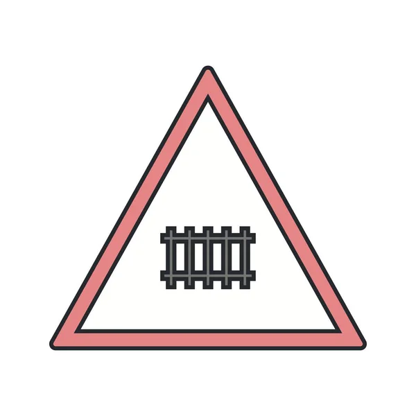 Illustrazione Attraversamento a livello (con cancello) Icona del segnale stradale — Foto Stock