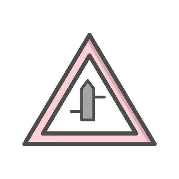 Ilustracja drobne Cross Roads od prawej do lewej drogi znak ikona — Zdjęcie stockowe