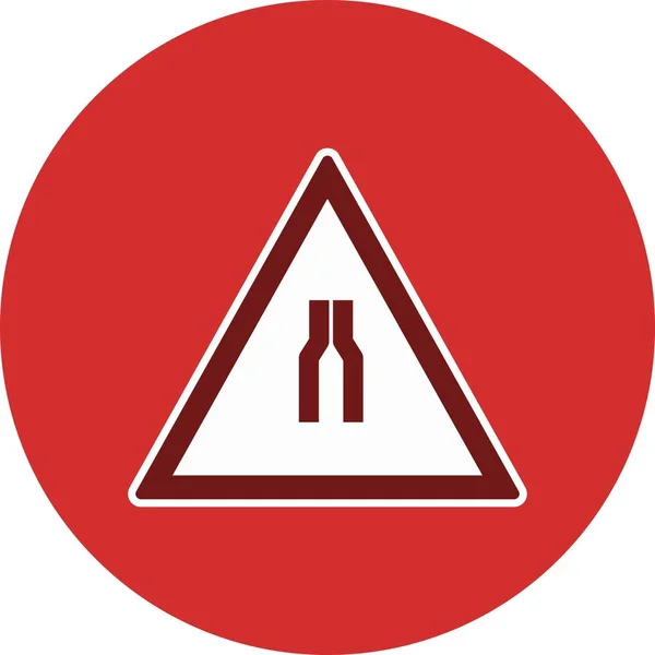 Illustration La route se rétrécit des deux côtés Icône de signalisation routière — Photo