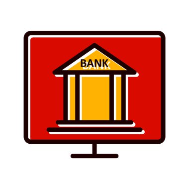 Moda Biçimli İnternet Bankacılık Simgesi İzole Arkaplan  