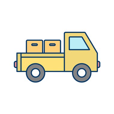 Kamyon simgesi beyaz arka planda izole edilmiş. ulaşım sembolü vektör çizimi.