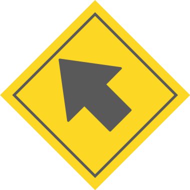 Sarı yol işareti beyaz üzerinde izole