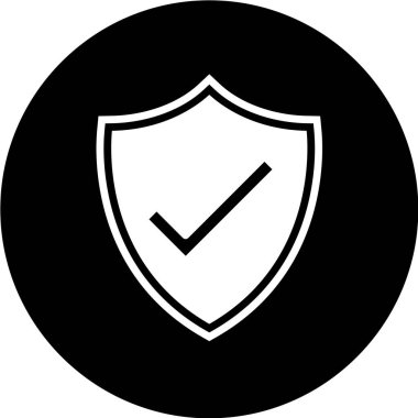 Beyaz arkaplanda siyah bir kalkan simgesi izole edildi. Koruma sembolü çizimi.