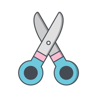 Makas ve makas simgesi düz renk şeklinde. vektör illüstrasyonu