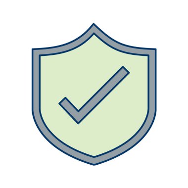 Beyaz arkaplan vektör illüstrasyonunda izole edilmiş düz stil kalkan simgesi