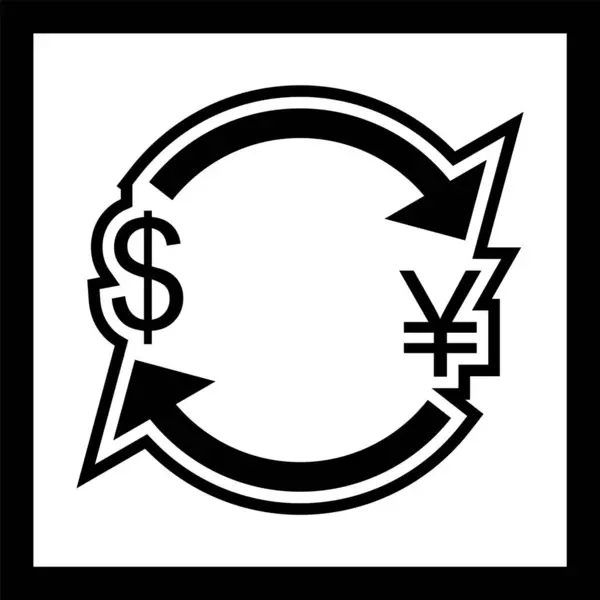 Yen Change Avec Icône Dollar Dans Style Mode Fond Isolé — Image vectorielle