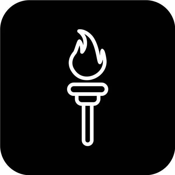 Ikona Płomienia Ognia Czarnym Stylu Izolowane Białym Tle Symbol Religii — Wektor stockowy