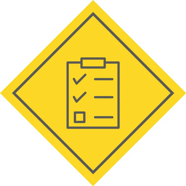 Vector Illustration Yellow Clipboard Check Mark — Stock Vector