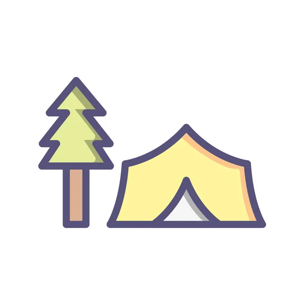 Εικονίδιο Διανύσματος Έννοιας Camping Λευκό Φόντο — Διανυσματικό Αρχείο