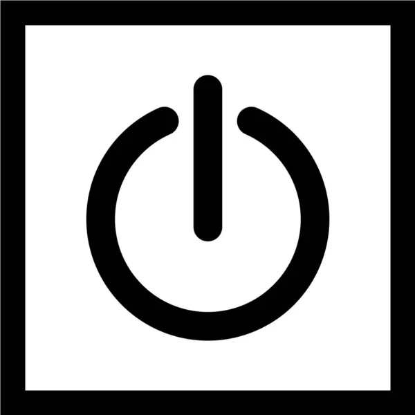 パワー アイコン ベクトル 暗い背景にある平らな黒いボタン — ストックベクタ
