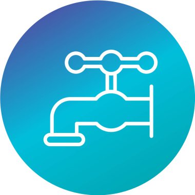 Beyaz arkaplan vektör illüstrasyonunda mavi dairedeki musluk simgesi izole edildi