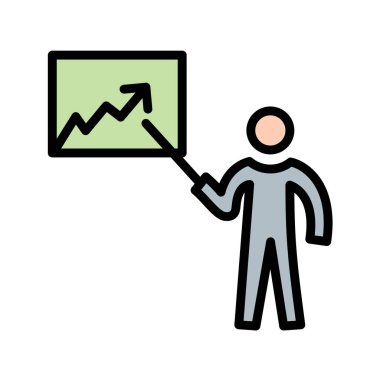 Grafik ikonu vektör illüstrasyon grafik tasarımı olan bir işadamı