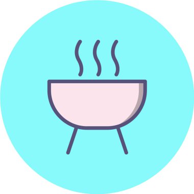 Barbekü vektör ikonu. Sıcak restoran tabelası. yaz tatili sembolü