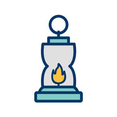 beyaz arkaplanda kamp konsepti vektör simgesi 