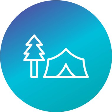 beyaz arkaplanda kamp konsepti vektör simgesi 