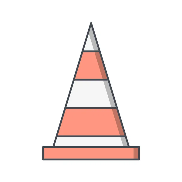 Traffic Cone Icon Flat Color Style Vector Illustration — Stock Vector