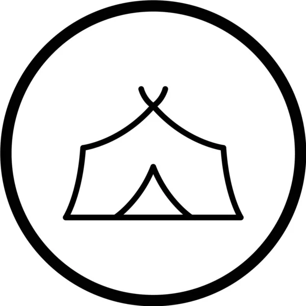 Значок Палатки Черном Стиле Изолирован Белом Фоне Векторная Иллюстрация Лыжных — стоковый вектор
