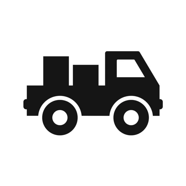 Truck Icoon Zwarte Stijl Geïsoleerd Witte Achtergrond Transportsymbool Vector Illustratie — Stockvector