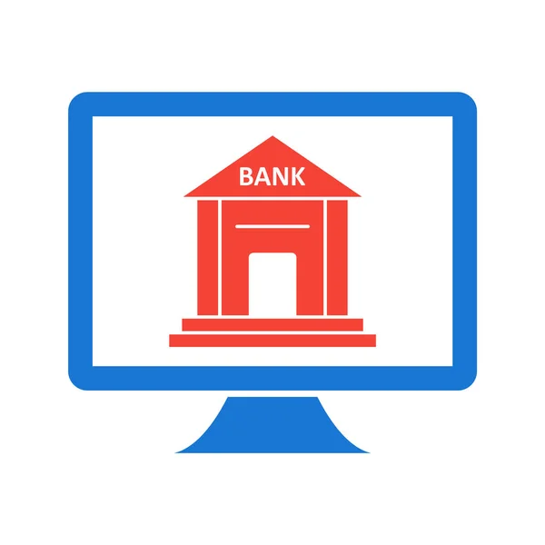 Icono Banca Por Internet Estilo Moda Fondo Aislado — Archivo Imágenes Vectoriales