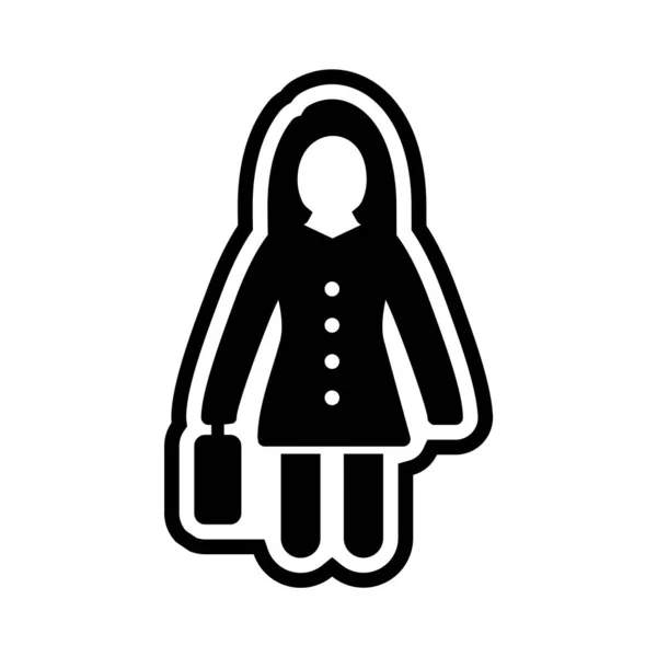 Mujeres Con Icono Maletín Estilo Moda Aislado Fondo — Vector de stock