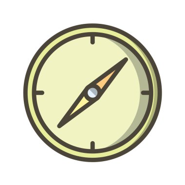 Beyaz arkaplan vektör resimlemesi üzerinde izole edilmiş düz çember içindeki pusula simgesi