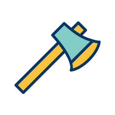 Düz biçimli balta simgesi beyaz arkaplanda izole edildi. bıçkıhane ve kereste vektör çizimi.