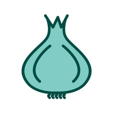 Beyaz arka planda izole edilmiş sarımsak ikonu. Vejetaryen gıda sembolü vektör illüstrasyonu.