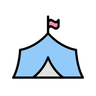 beyaz arkaplanda kamp konsepti vektör illüstrasyonu 