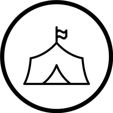 Beyaz arkaplanda siyah bir çadır simgesi var. kayak sembolü vektör illüstrasyonu