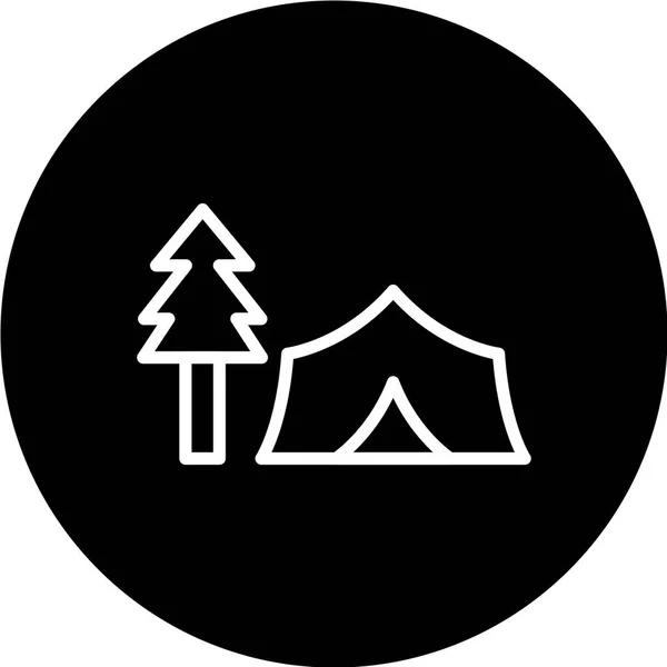 Icône Tente Dans Style Noir Isolé Sur Fond Blanc Illustration — Image vectorielle