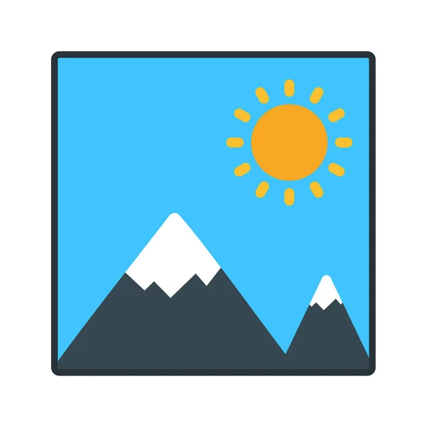 Vector Illustration Sun Mountains Icon — Stock Vector