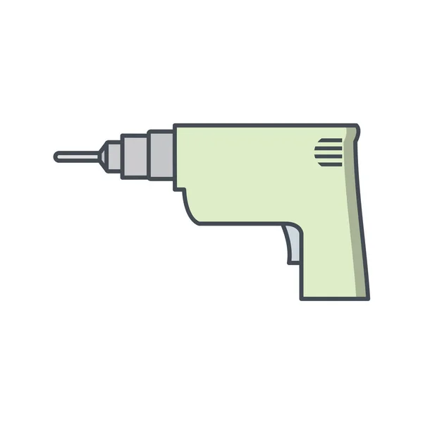Bohrersymbol Flachen Farbstil Werkzeugbau Reparieren — Stockvektor